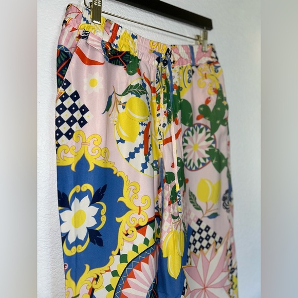 ANTHROPOLOGIE Maeve Straight-Leg Pull-On
Silk Pants Multicolor Pink yellow Sz S - Picture 7 of 13